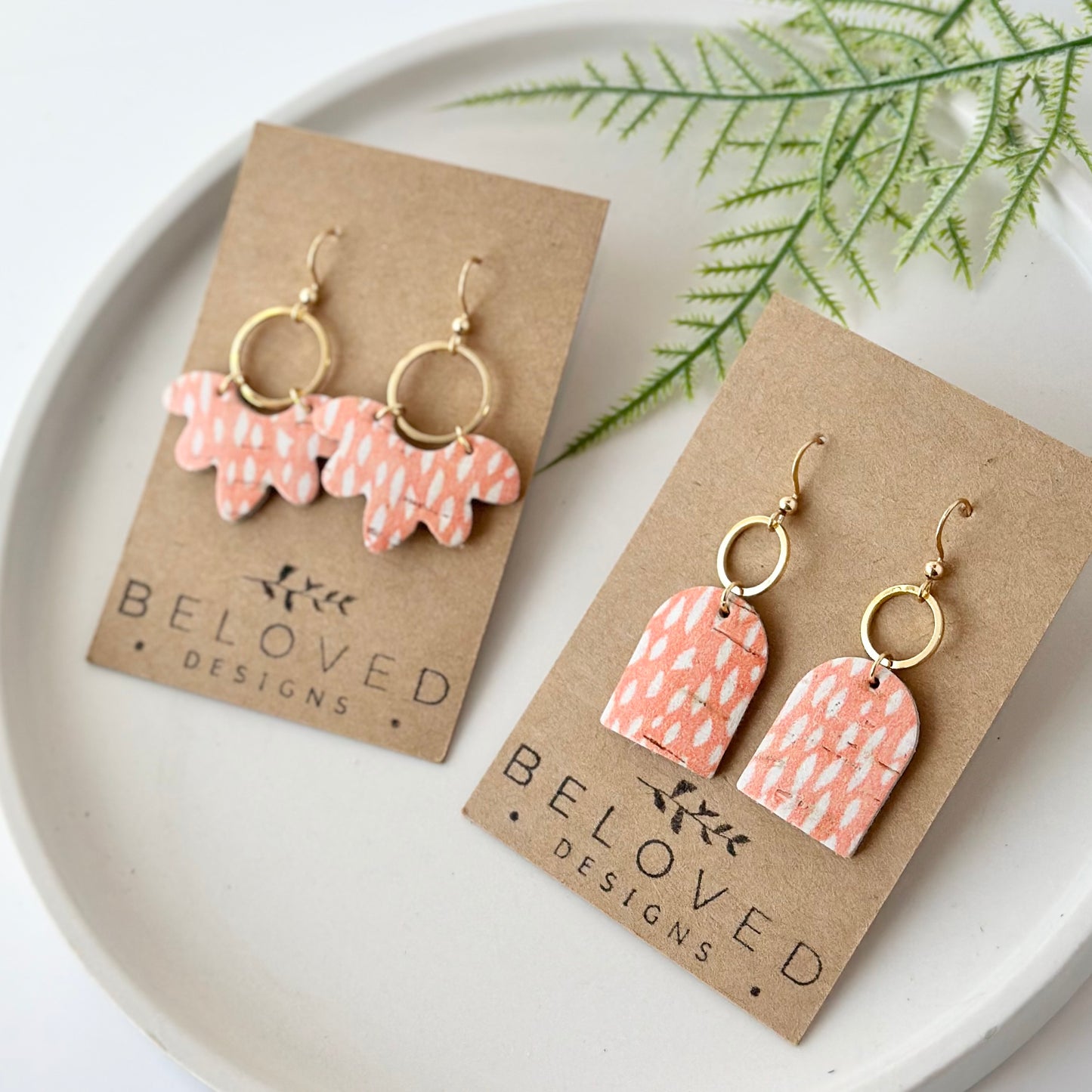 Tangerine Dots Leather Earrings