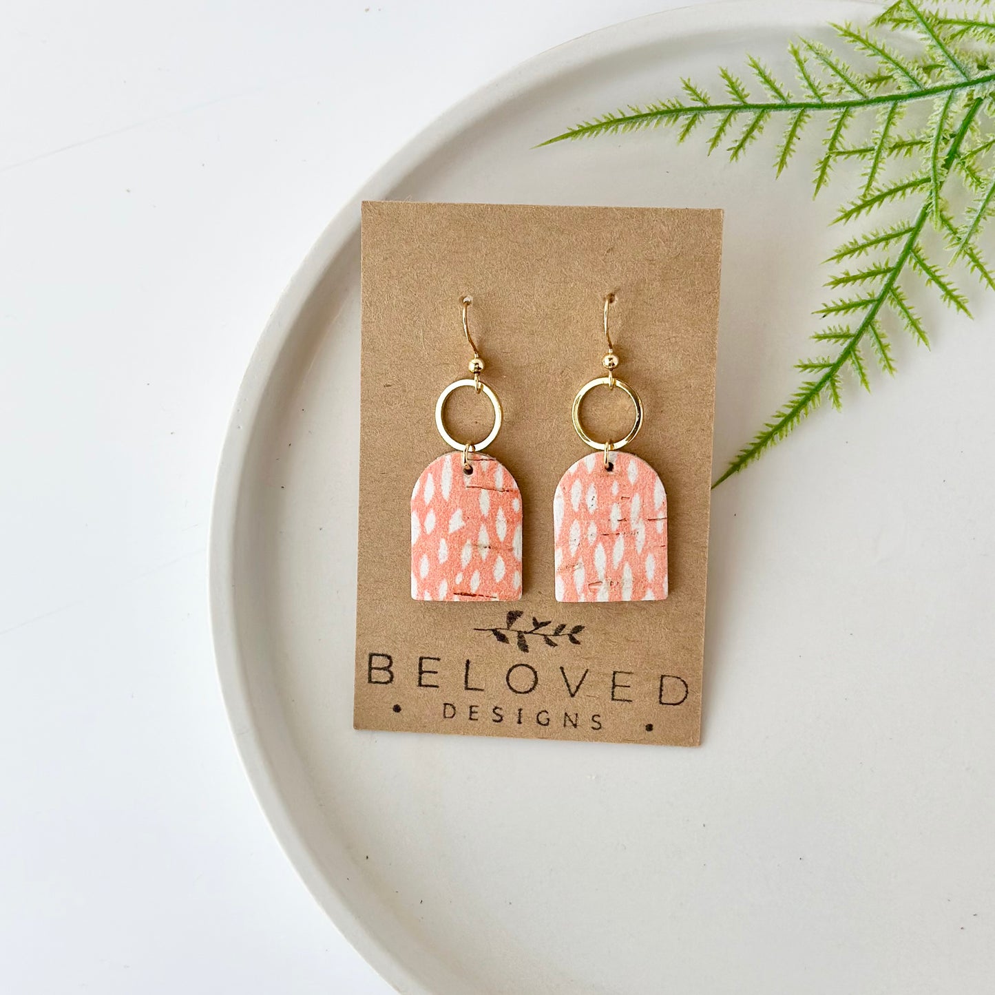 Tangerine Dots Leather Earrings