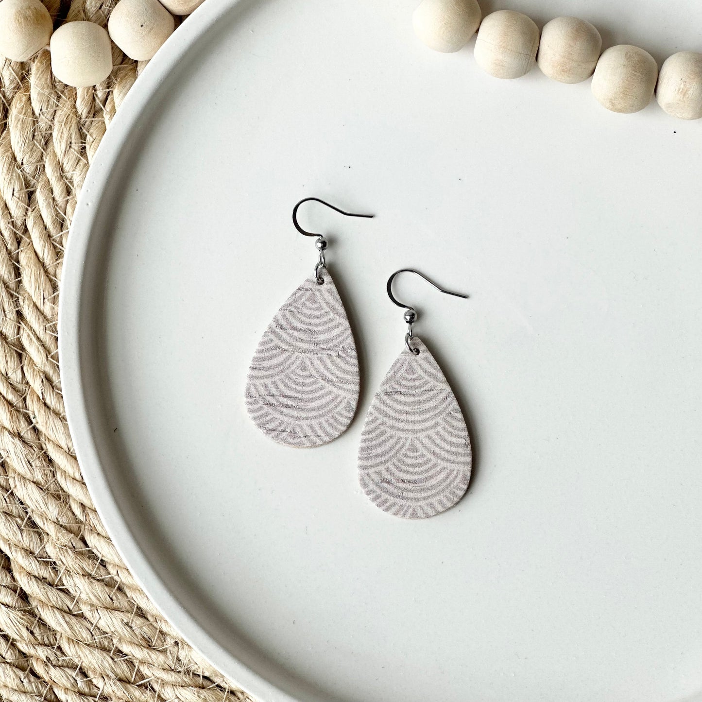 Neutral Rainbows Cork Leather Teardrop Earrings