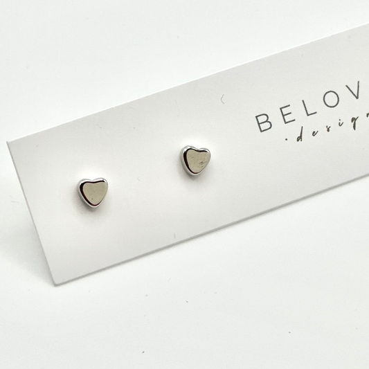 Heart Stud Earrings | Rhodium