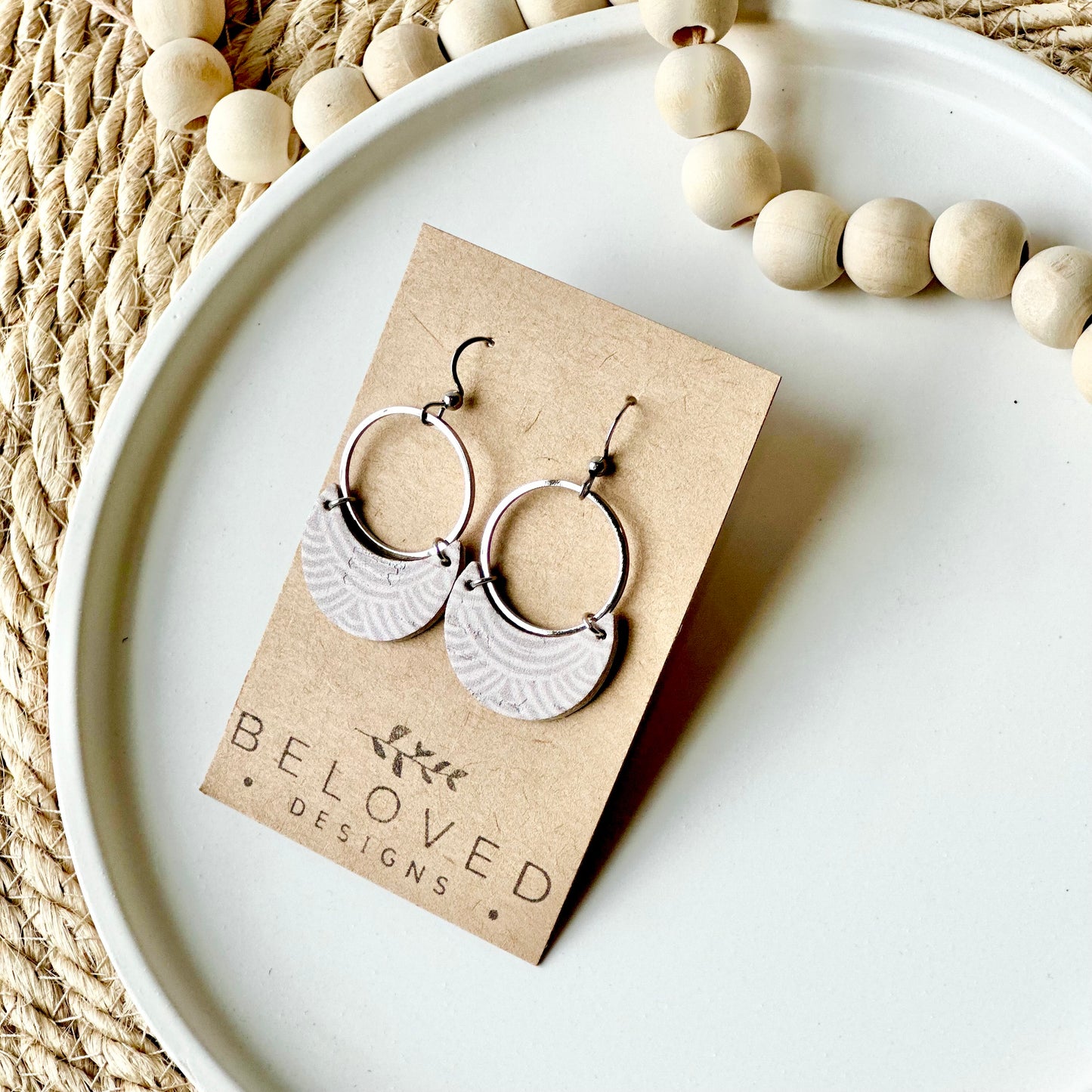 Neutral Rainbows Cork Leather Crescent + Hoop Earrings