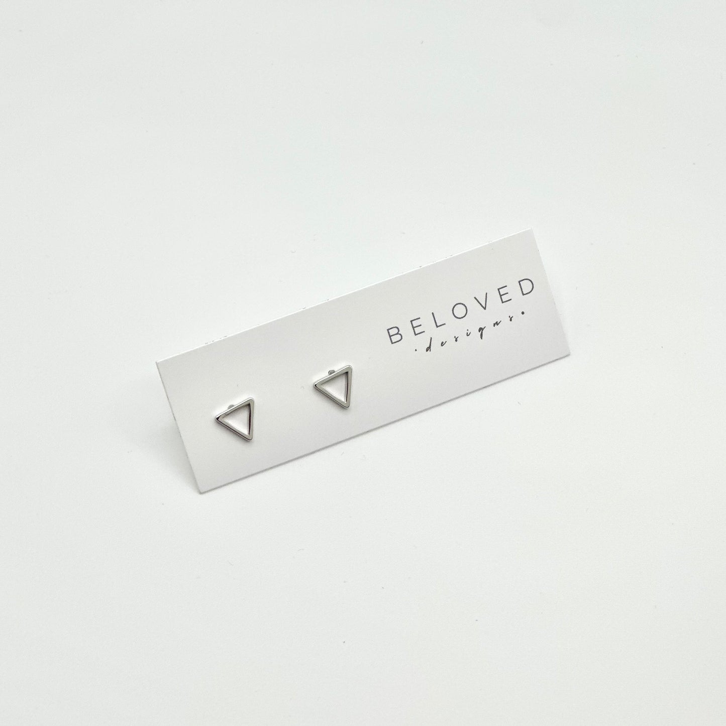 Triangle Stud Earrings | Rhodium