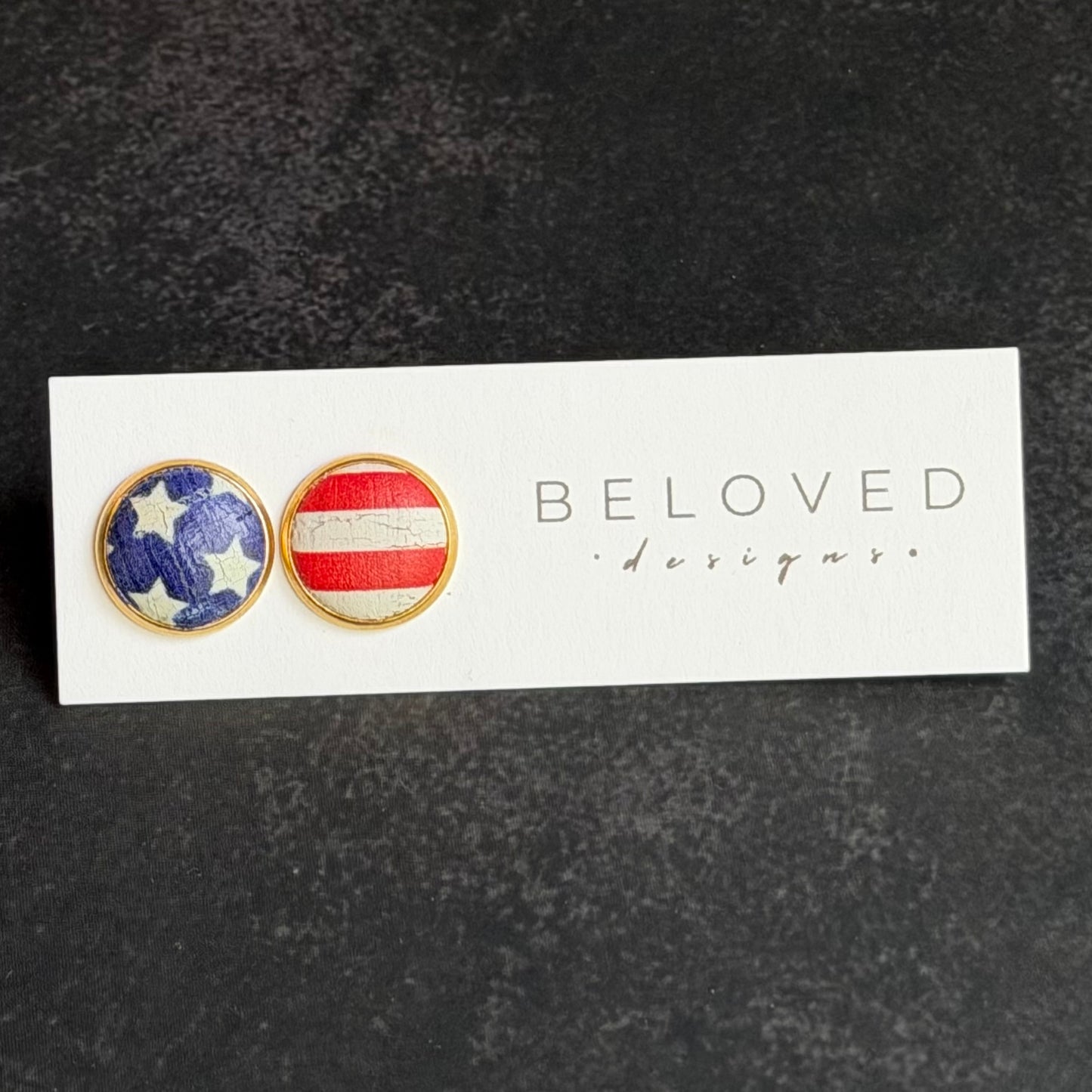 Cork Leather Stud Earrings | Stars + Stripes