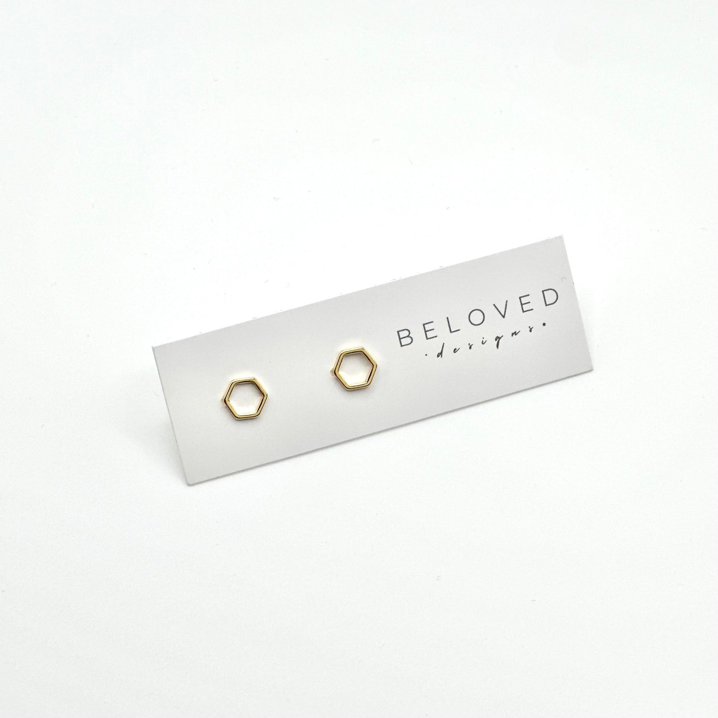 Hexagon Stud Earrings | Gold