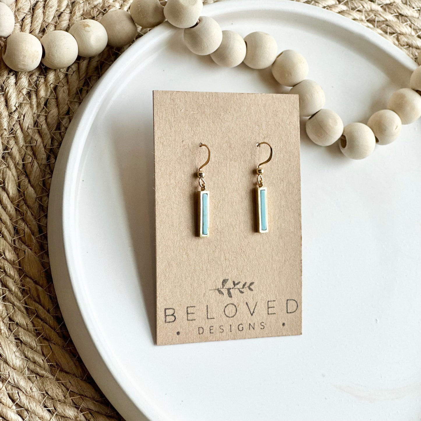 Gold Howlite Bar Earrings