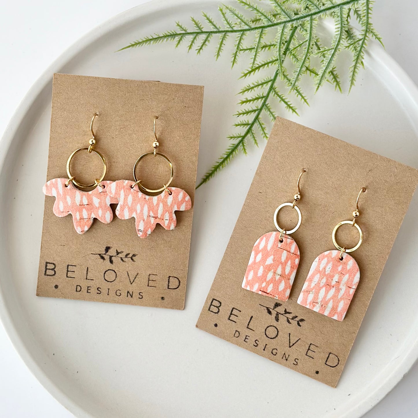 Tangerine Dots Leather Earrings