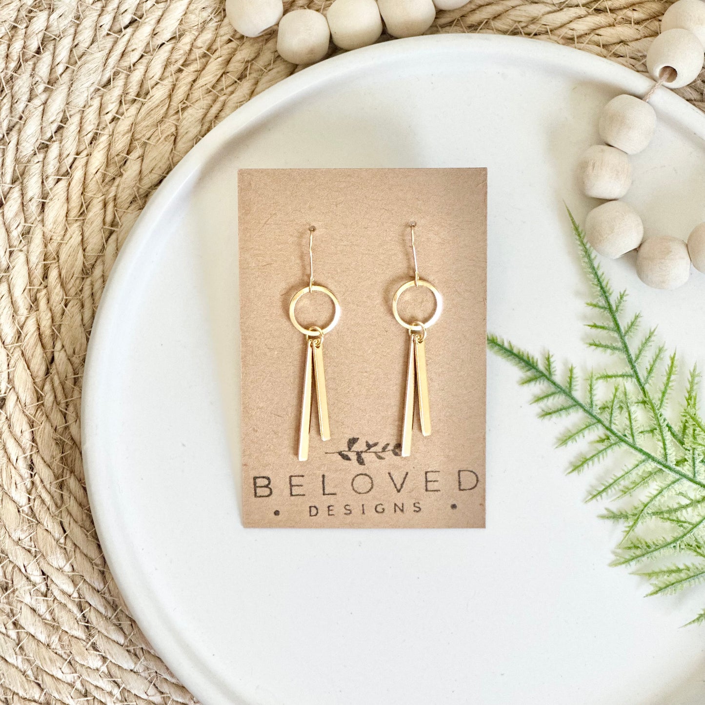 Gold Plated Hoop Double Bar Earrings