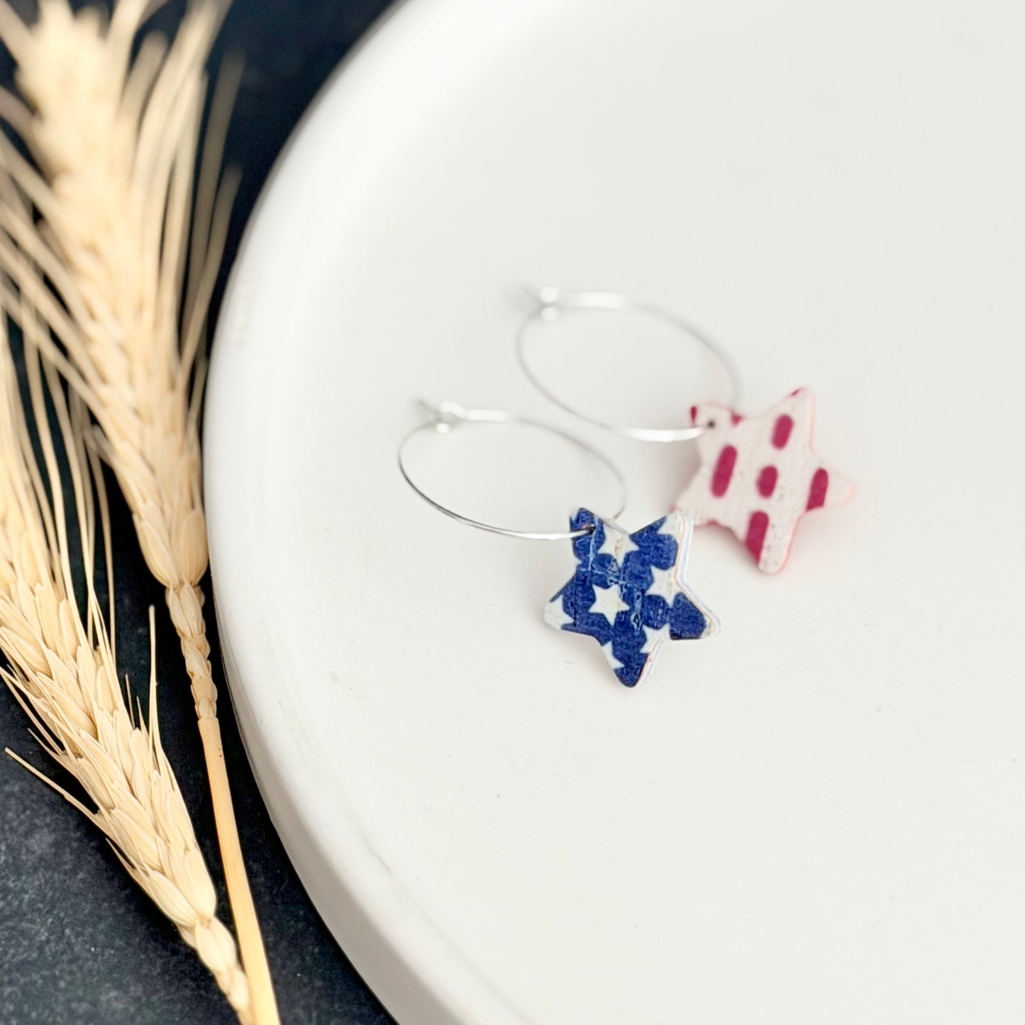 Cork Leather Stars + Hoops Earrings | Stars + Dotted Stripes
