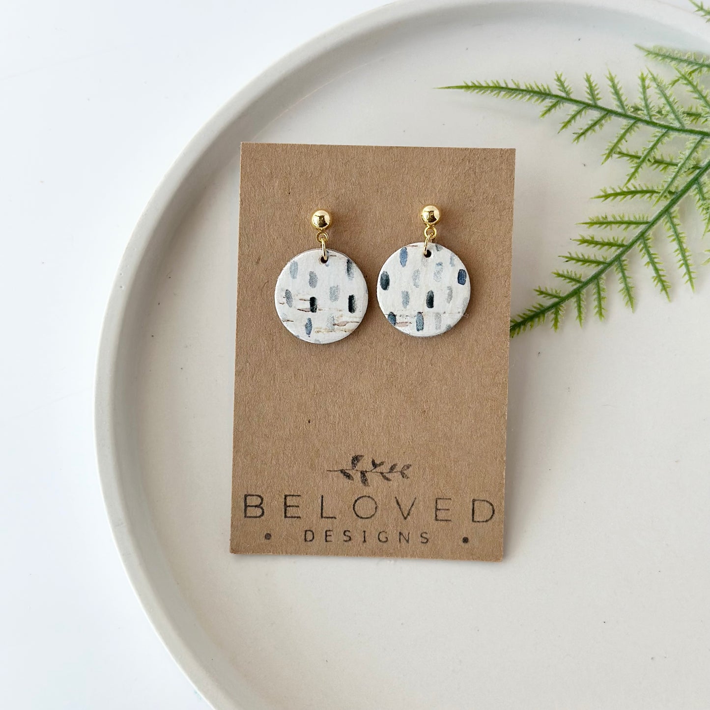 Raindrops Cork Leather Earrings