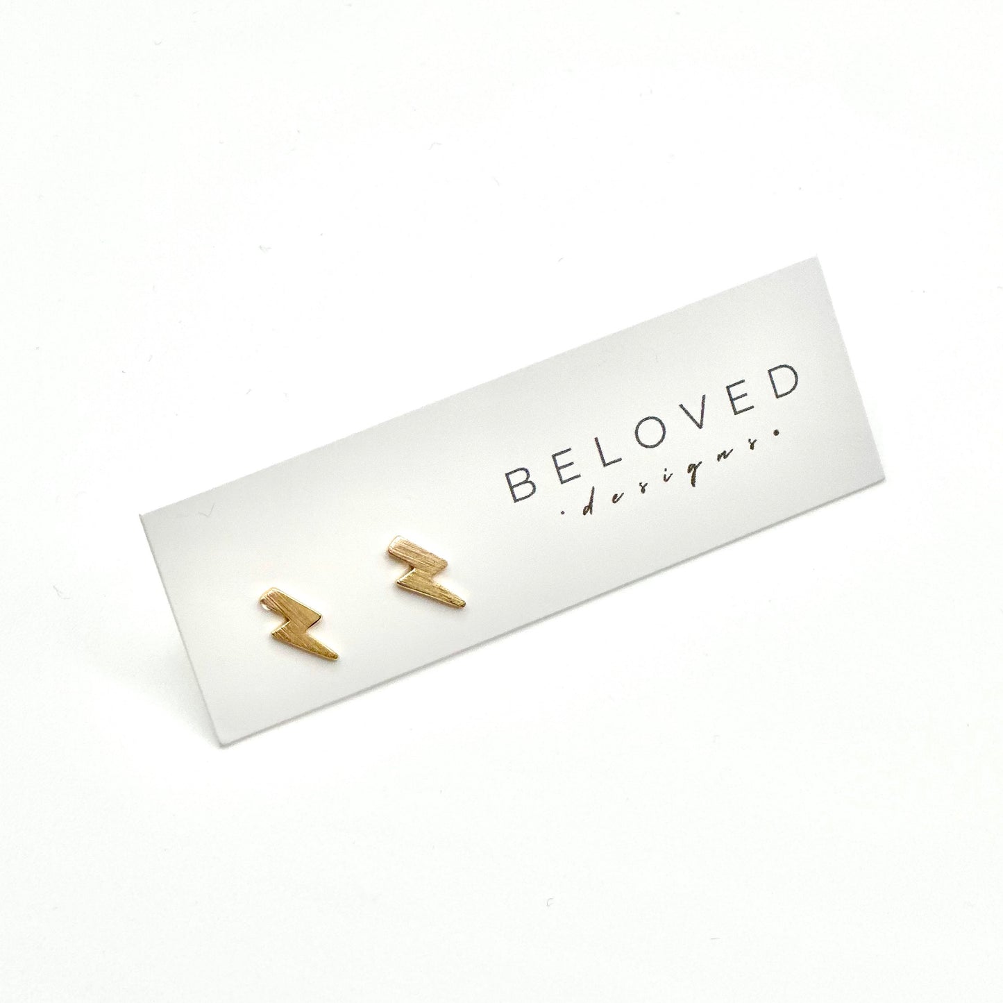 Lightning Stud Earrings | Brushed Gold