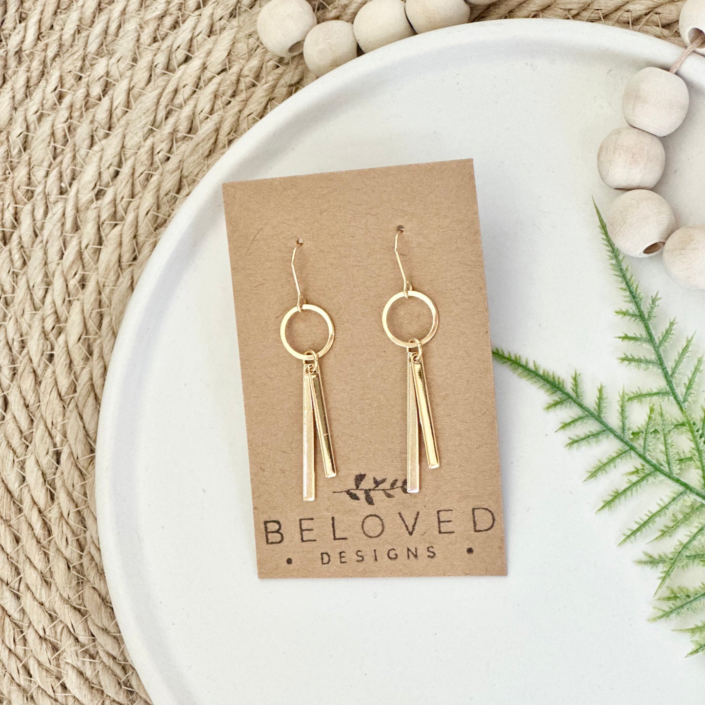 Gold Plated Hoop Double Bar Earrings