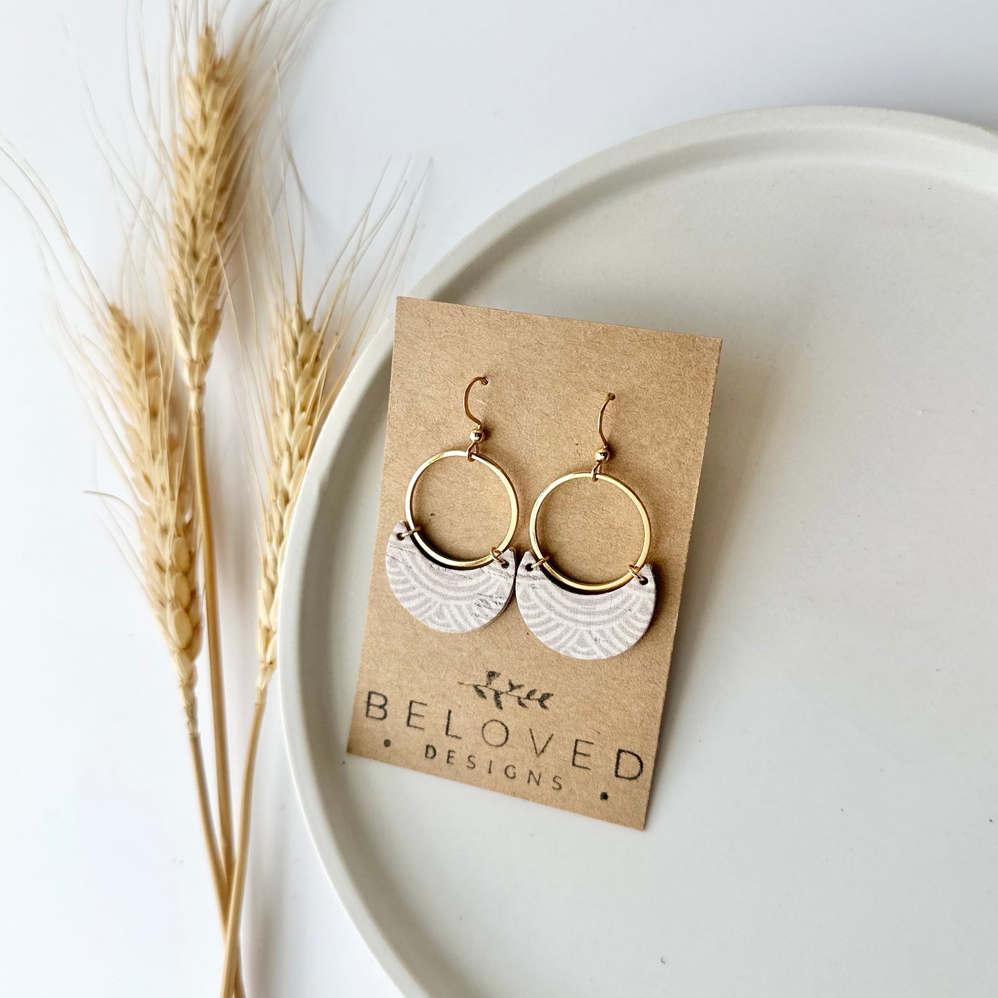 Neutral Rainbows Cork Leather Crescent + Hoop Earrings