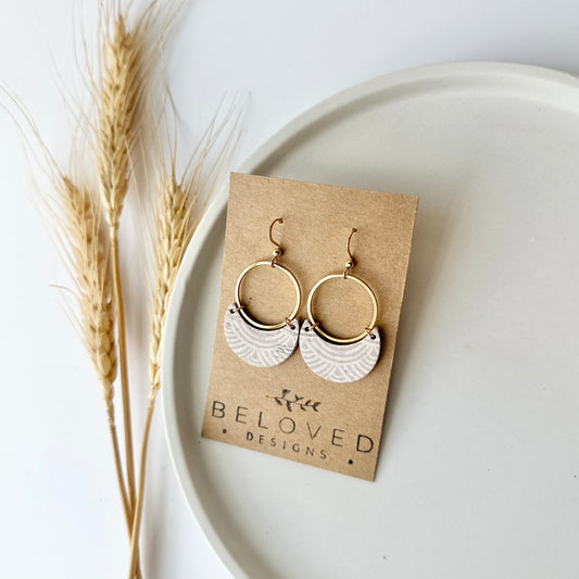 Neutral Rainbows Cork Leather Crescent + Hoop Earrings