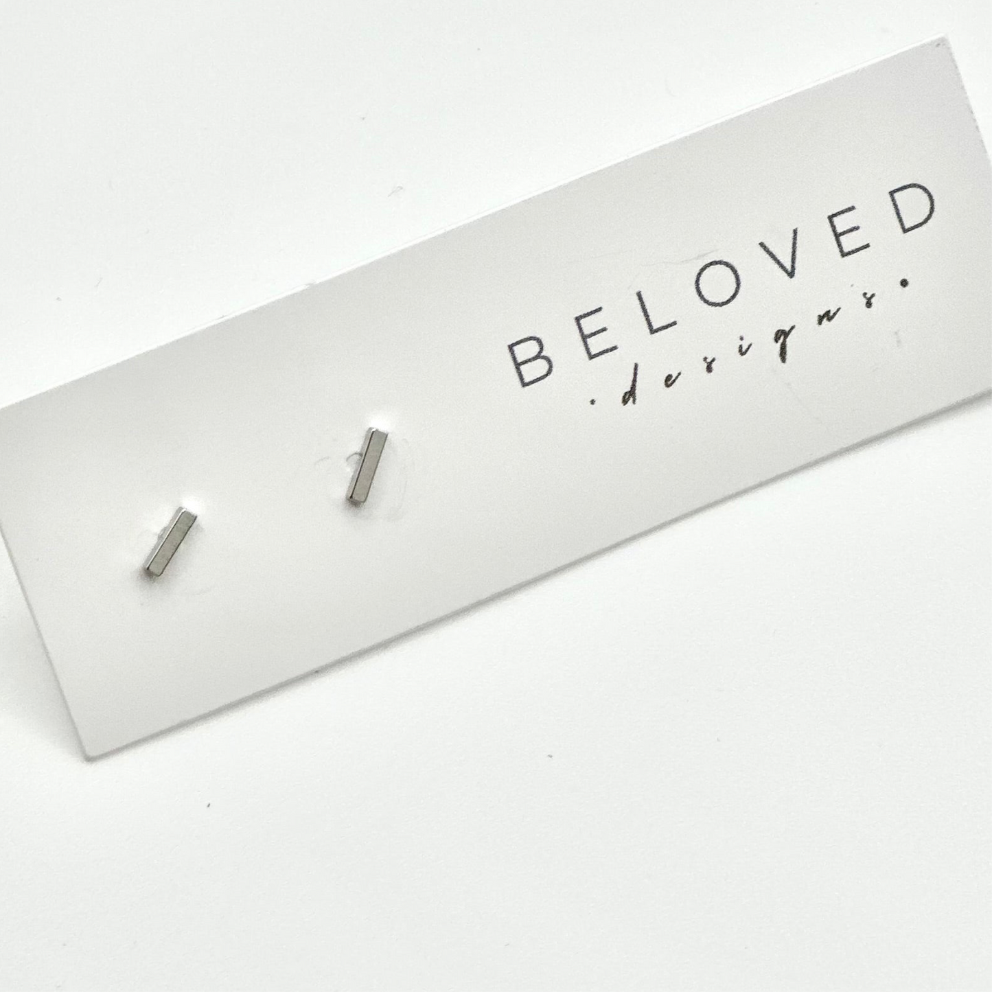 Bar Stud Earrings | Rhodium