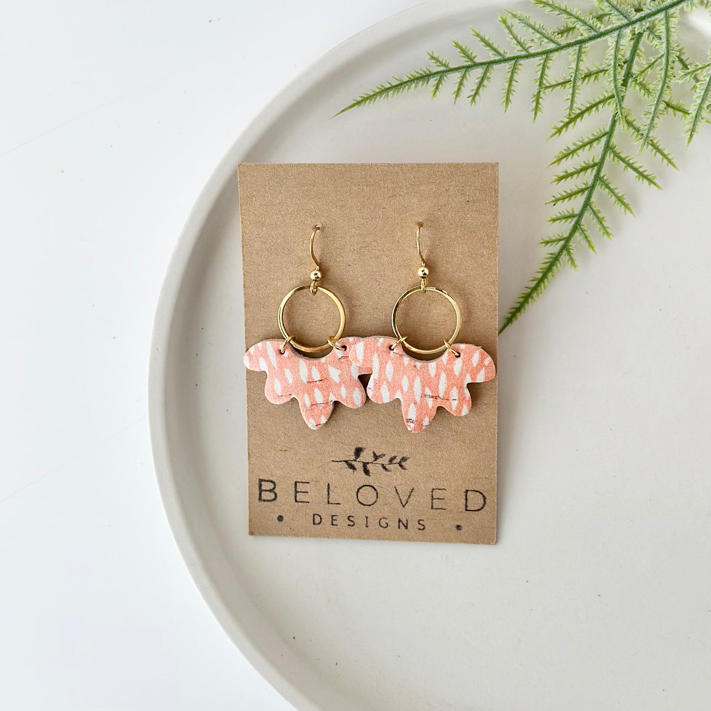 Tangerine Dots Leather Earrings