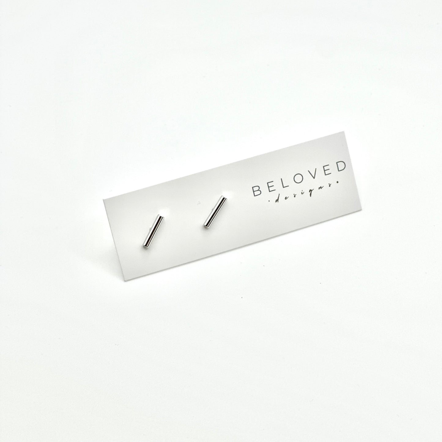 Bar Stud Earrings | Rhodium