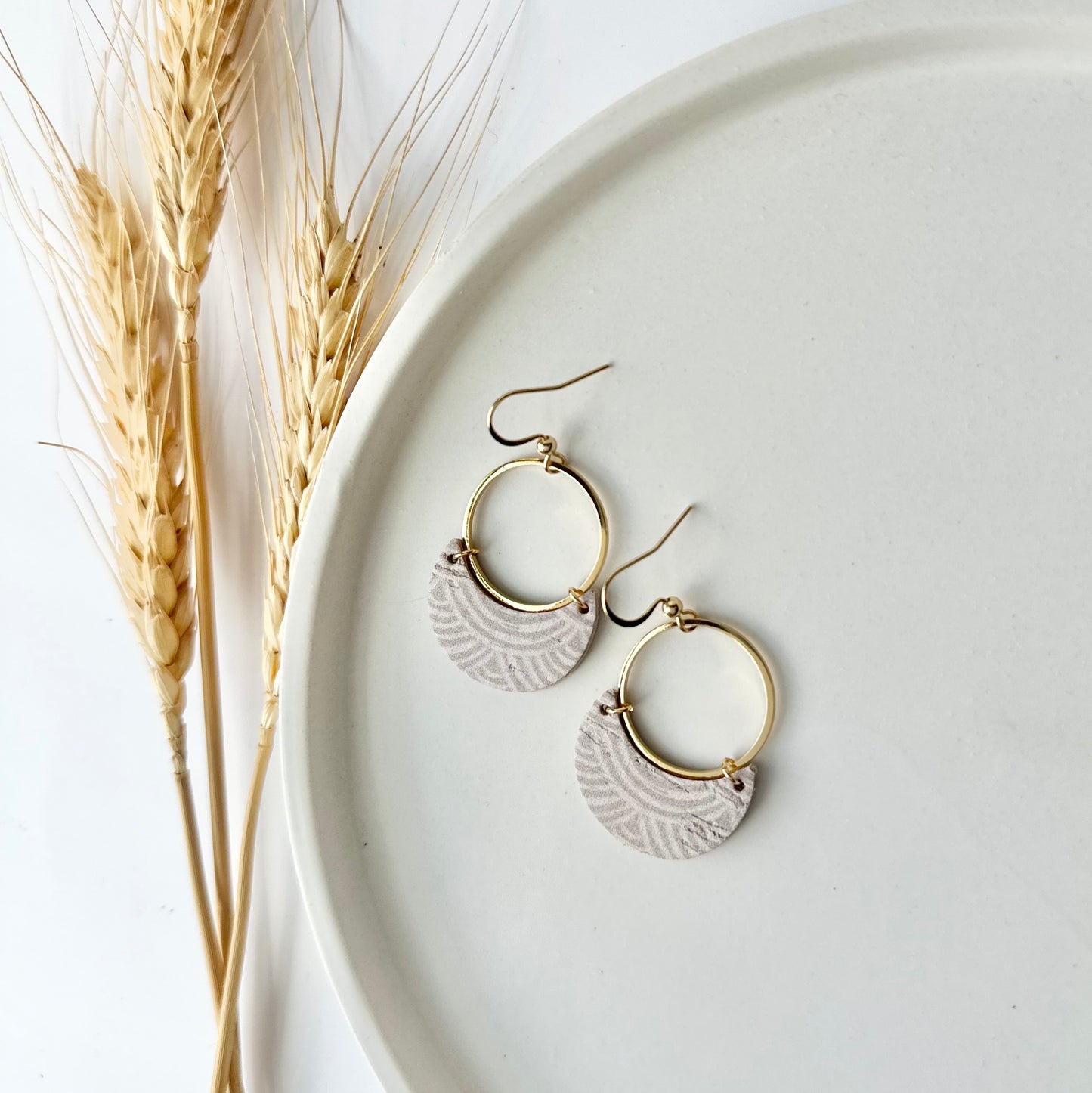 Neutral Rainbows Cork Leather Crescent + Hoop Earrings