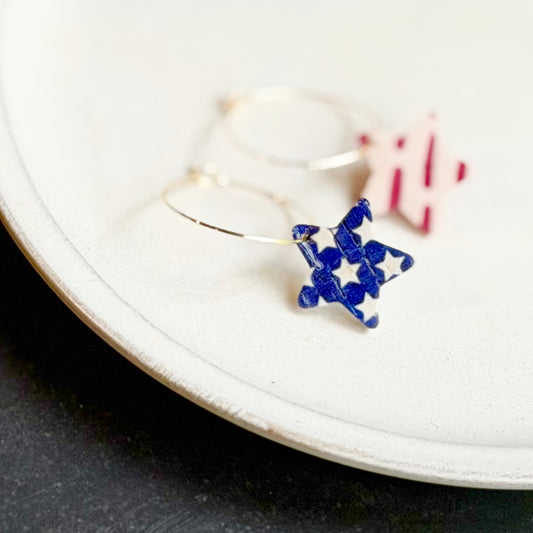 Cork Leather Stars + Hoops Earrings | Stars + Dotted Stripes