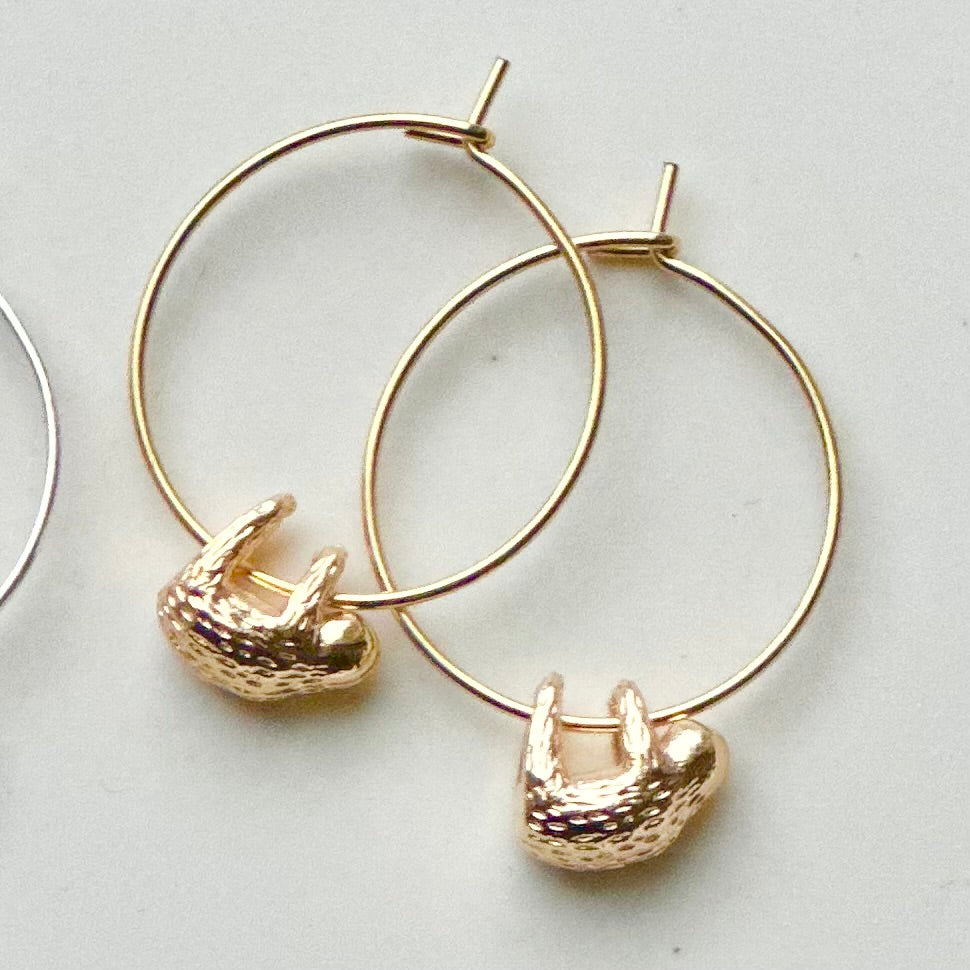 Hanging Sloth Hoop Earrings