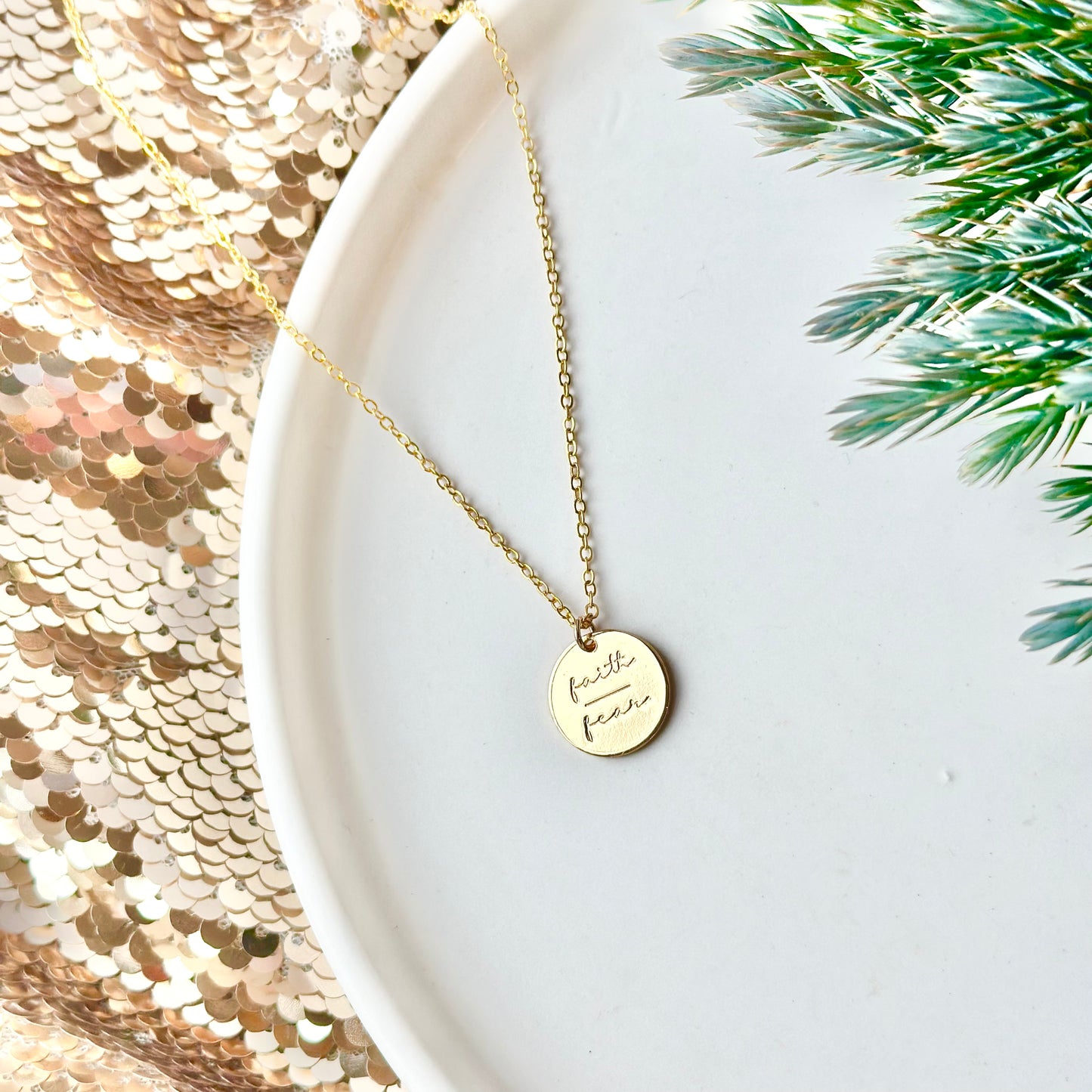 Faith Over Fear Necklace - Gold Plated