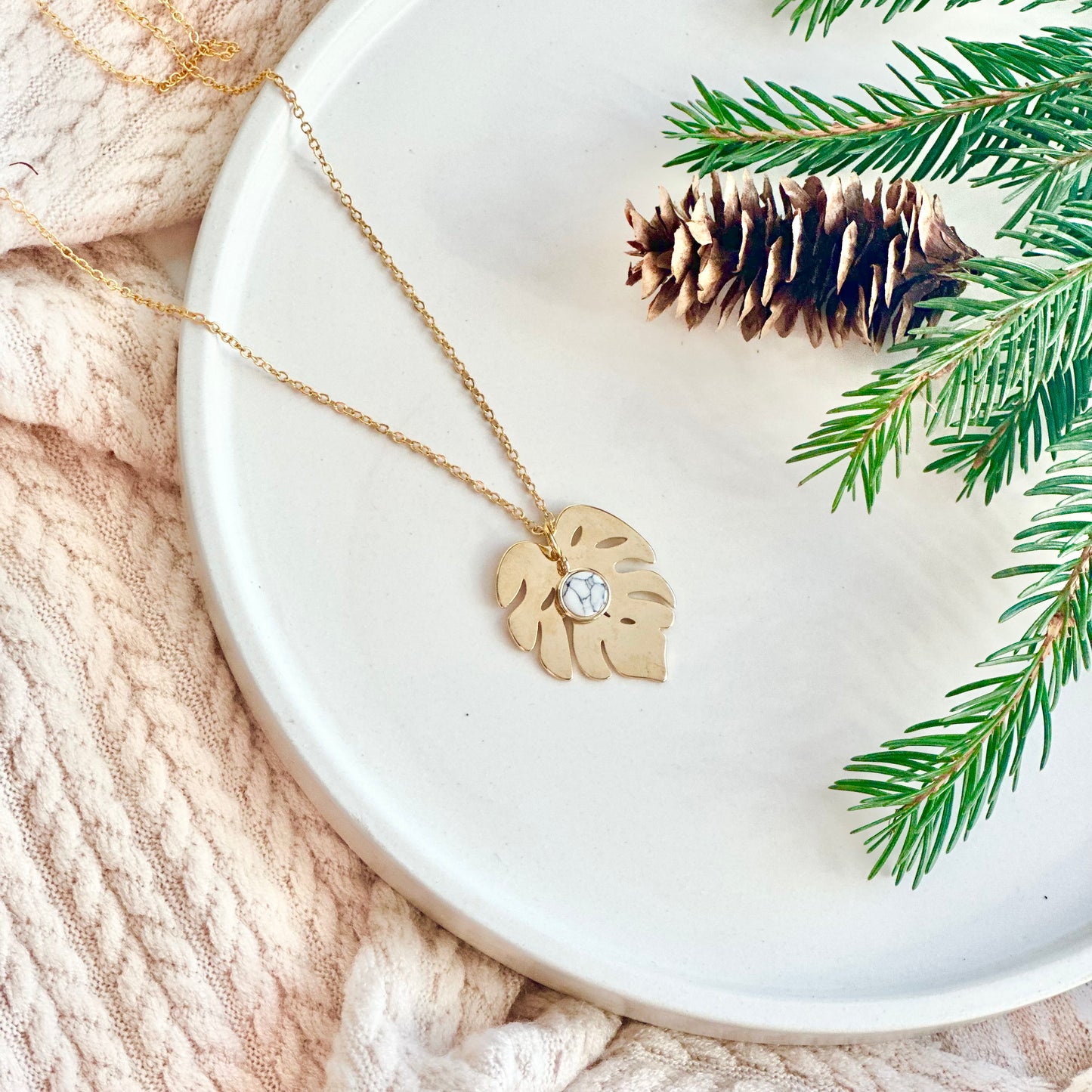 Gold Monstera Necklace