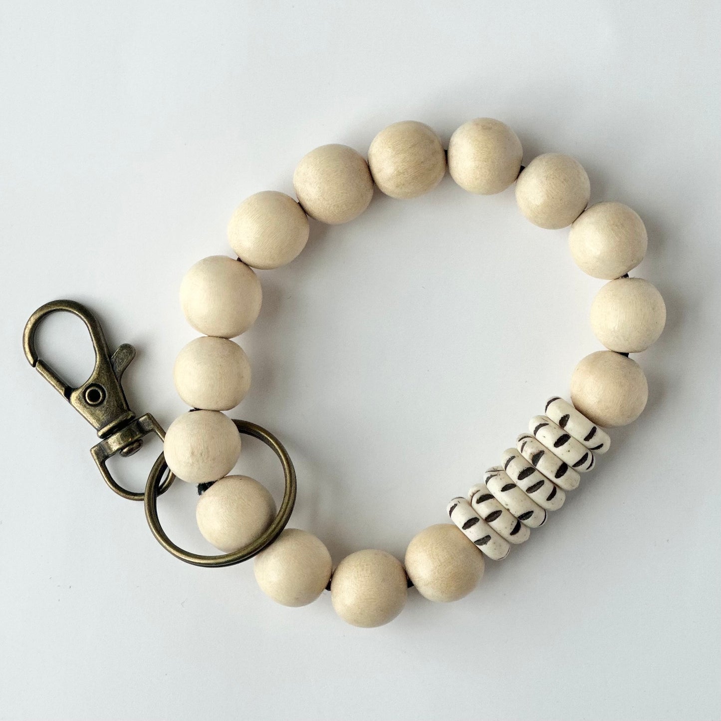 Bone + Wood Bead Wristlet