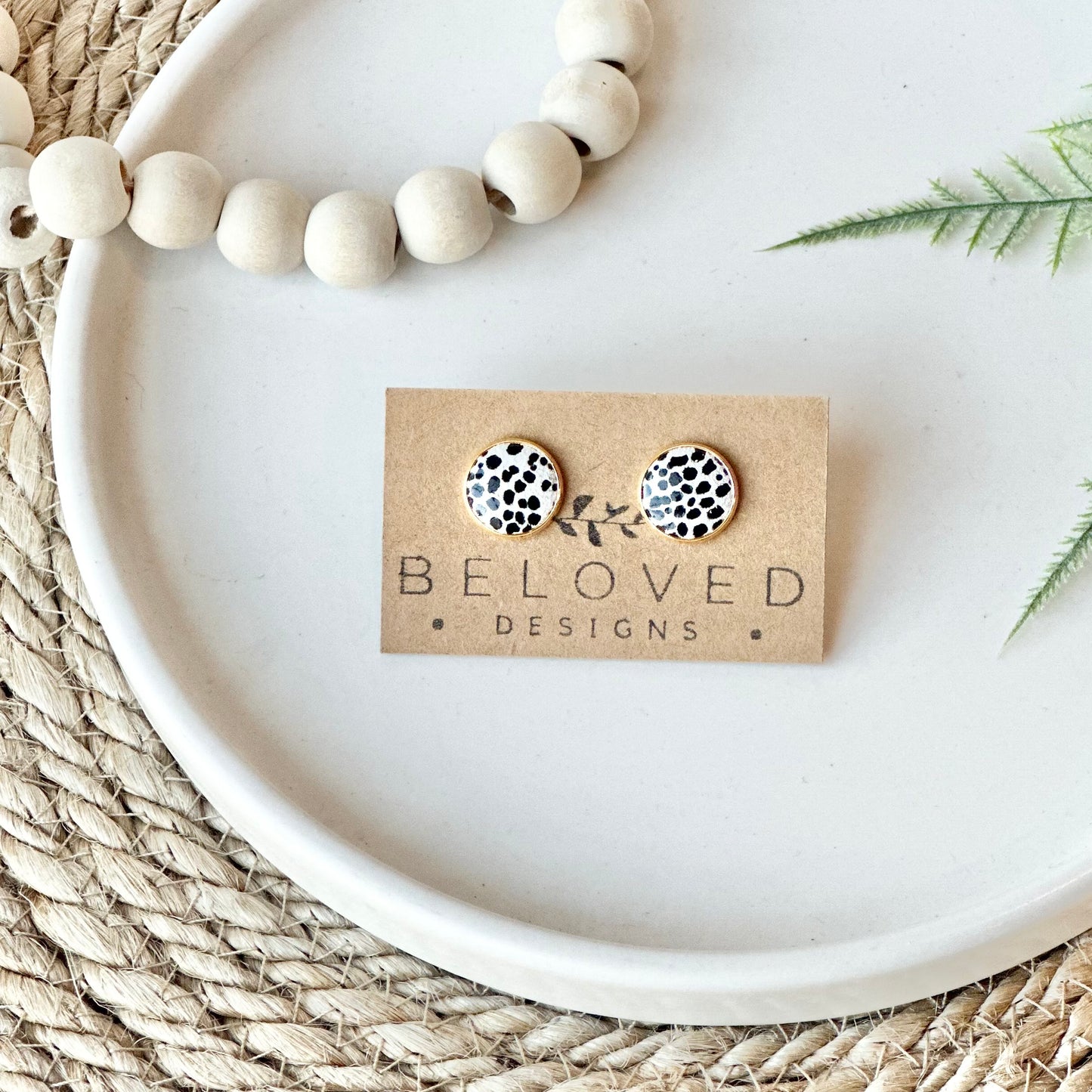 Black and White Leather Stud Collection - 12mm