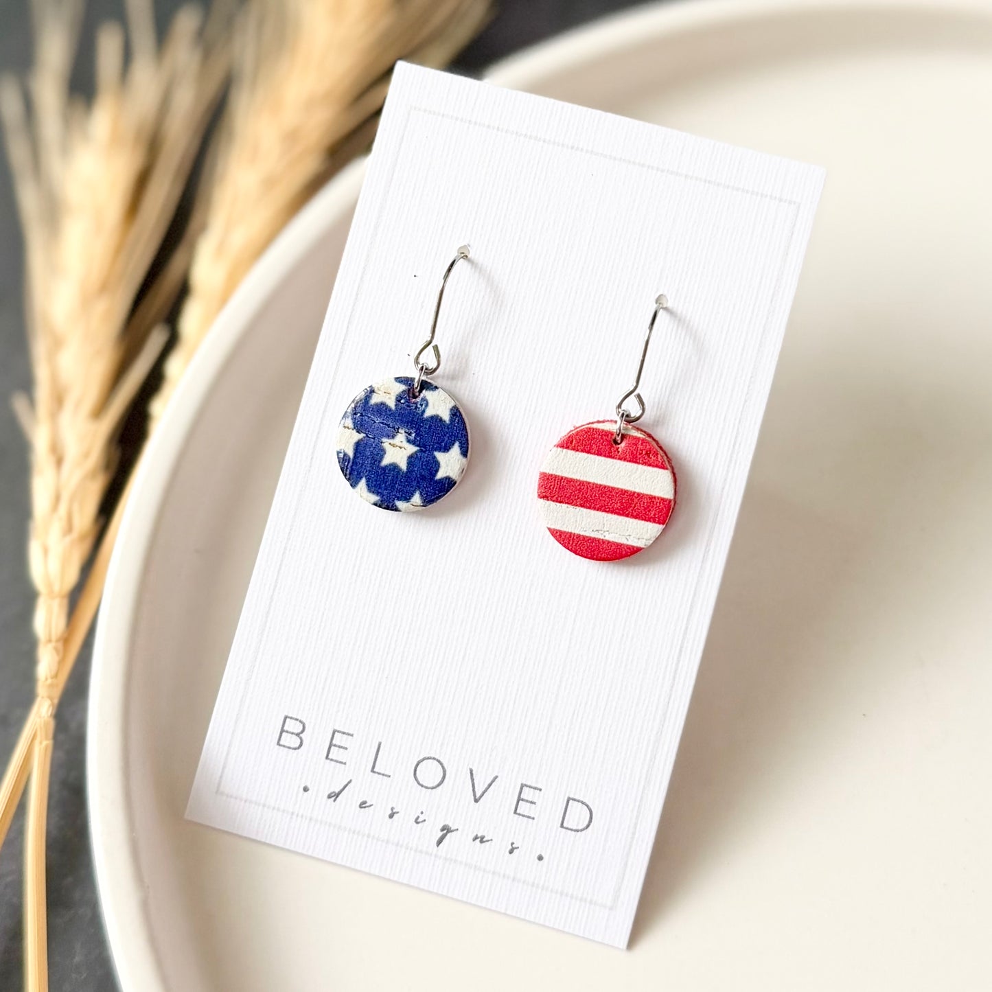 Cork Leather Circle Earrings | Stars + Stripes