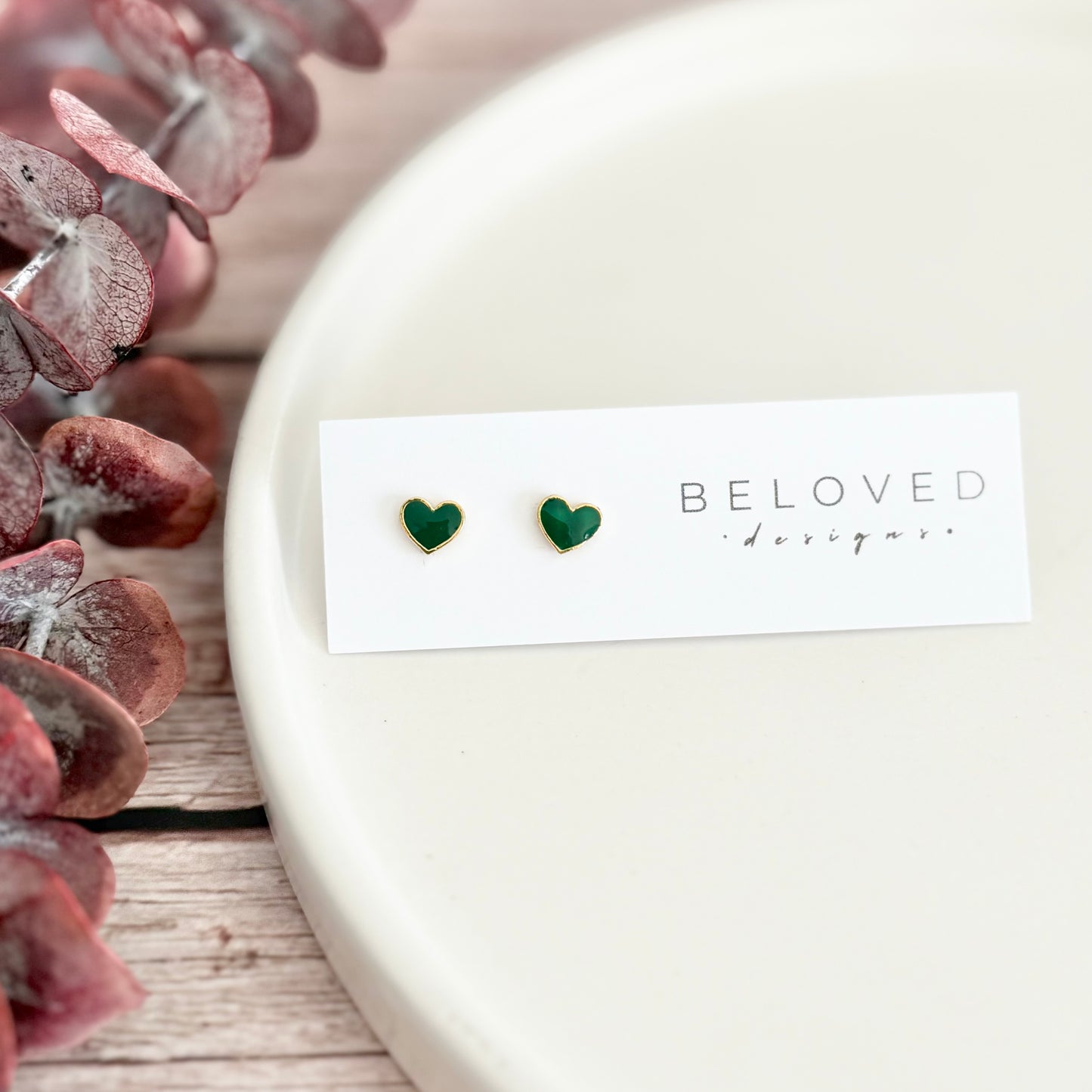 Enamel Heart Stud Earrings