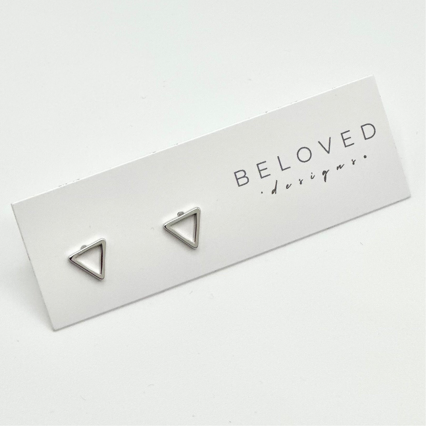 Triangle Stud Earrings | Rhodium