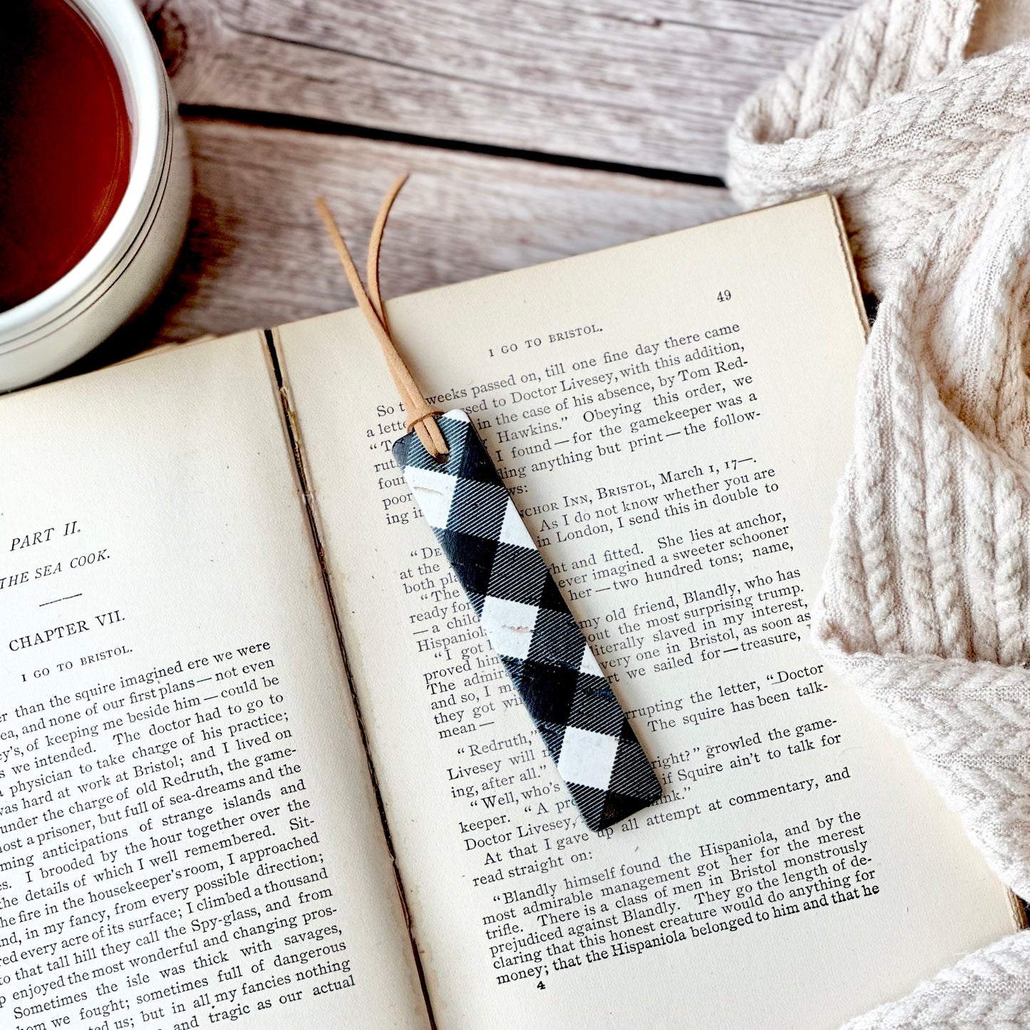 Leather Bookmark - Holiday Plaids