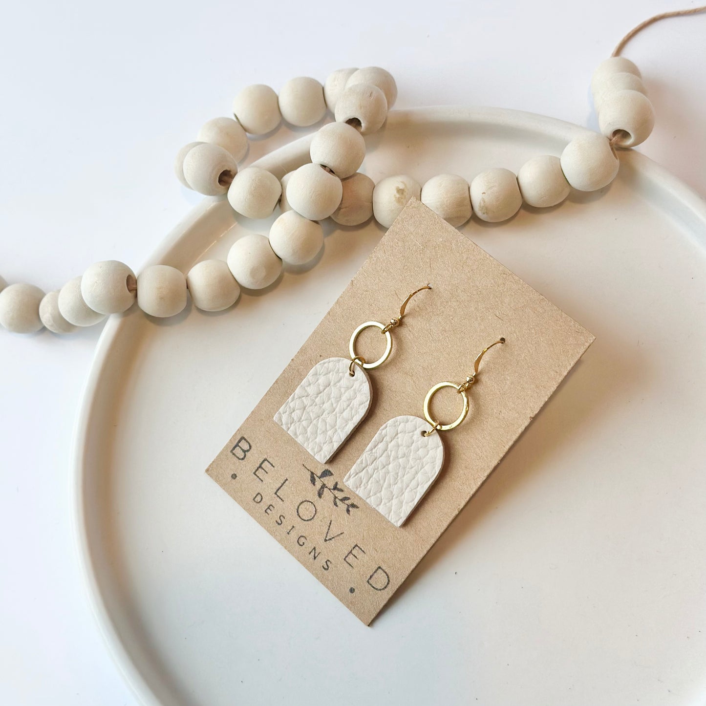 Almond Leather Arch + Hoop Earrings