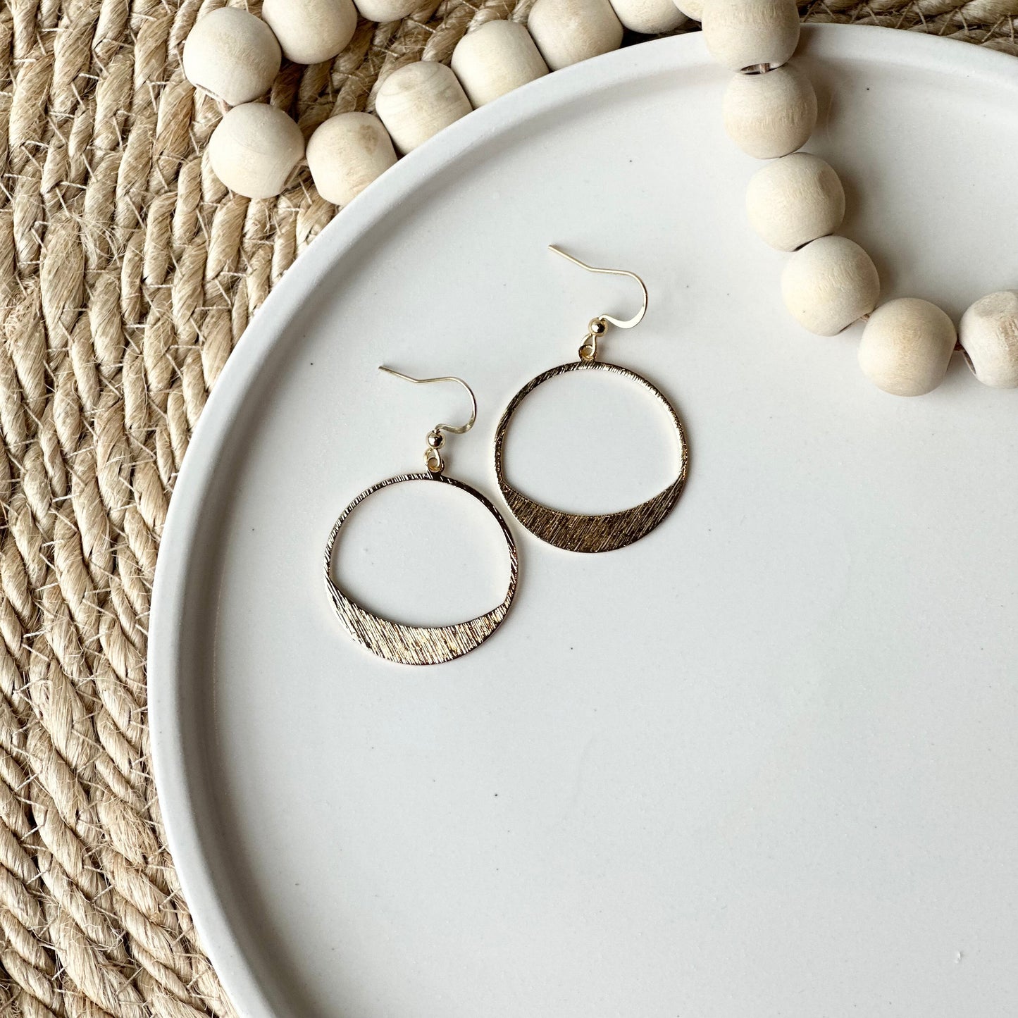 Brushed Brass Hoop Earrings ~ Large