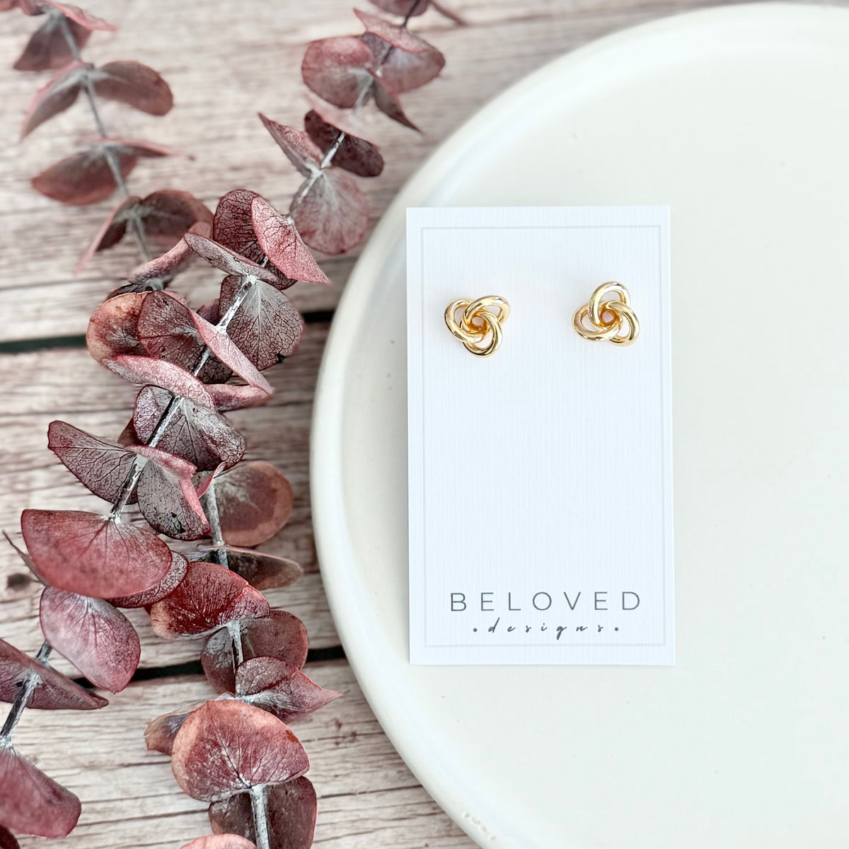 Love Knot Stud Earrings | Gold Large