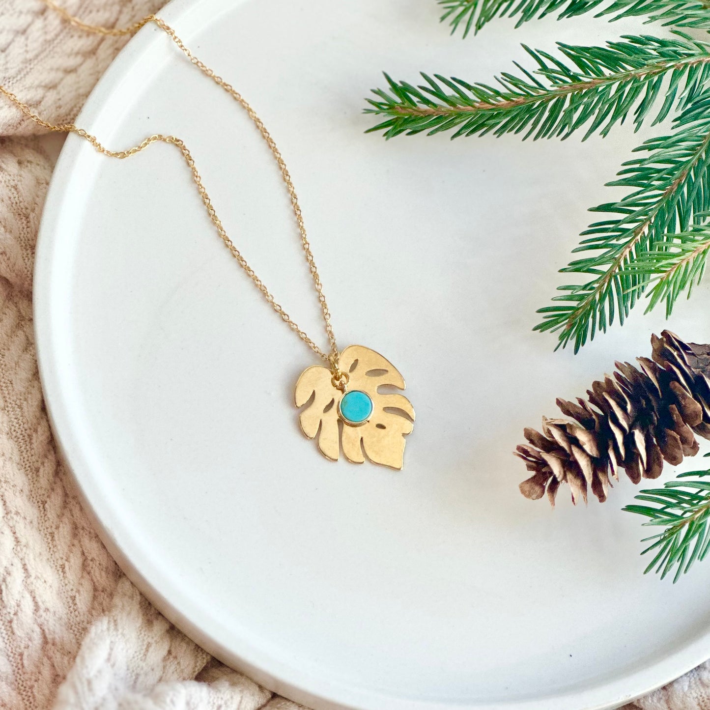 Gold Monstera Necklace