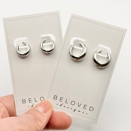 Chunky Huggies | Rhodium