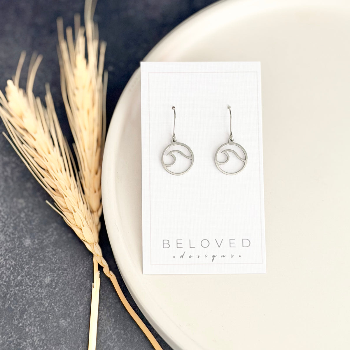 Wave Earrings | Small Rhodium