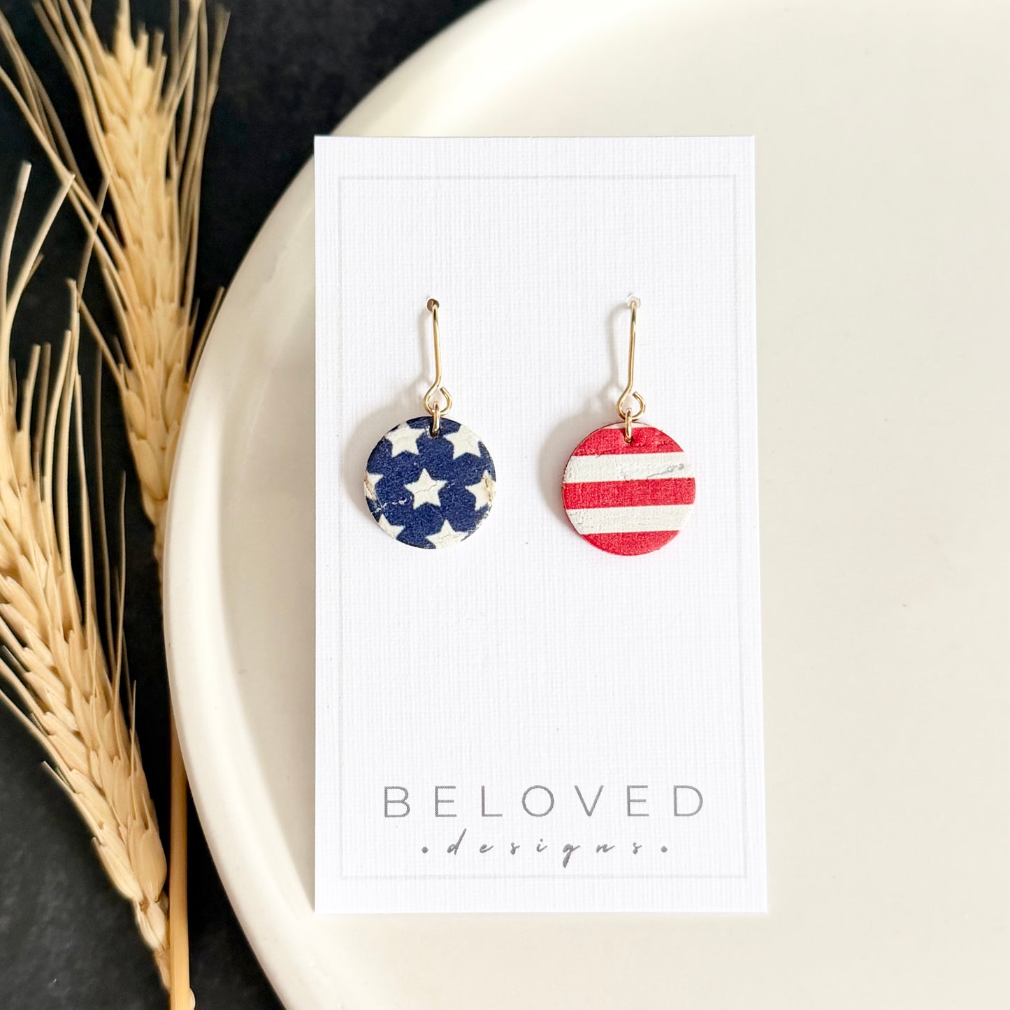 Cork Leather Circle Earrings | Stars + Stripes