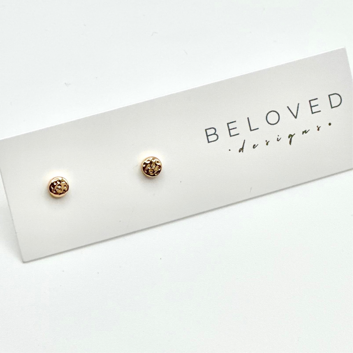 Hammered Disc Stud Earrings | Gold