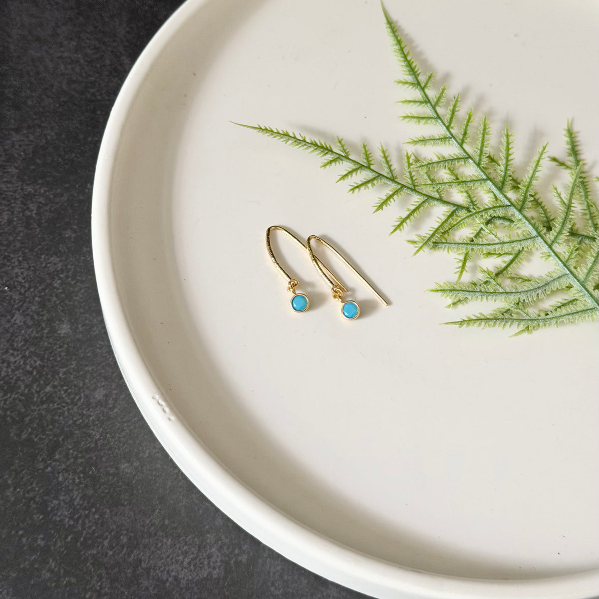 Fish Hook + Turquoise Earrings | Gold