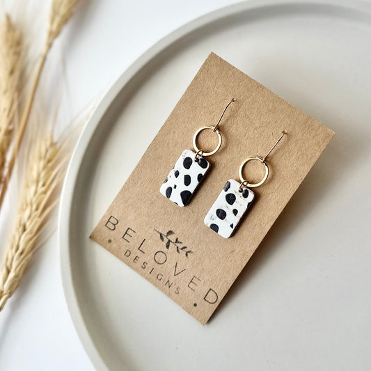 Dalmatian Cork Leather + Hoop Earrings