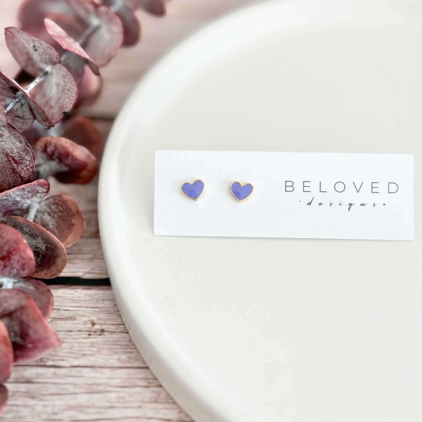 Enamel Heart Stud Earrings