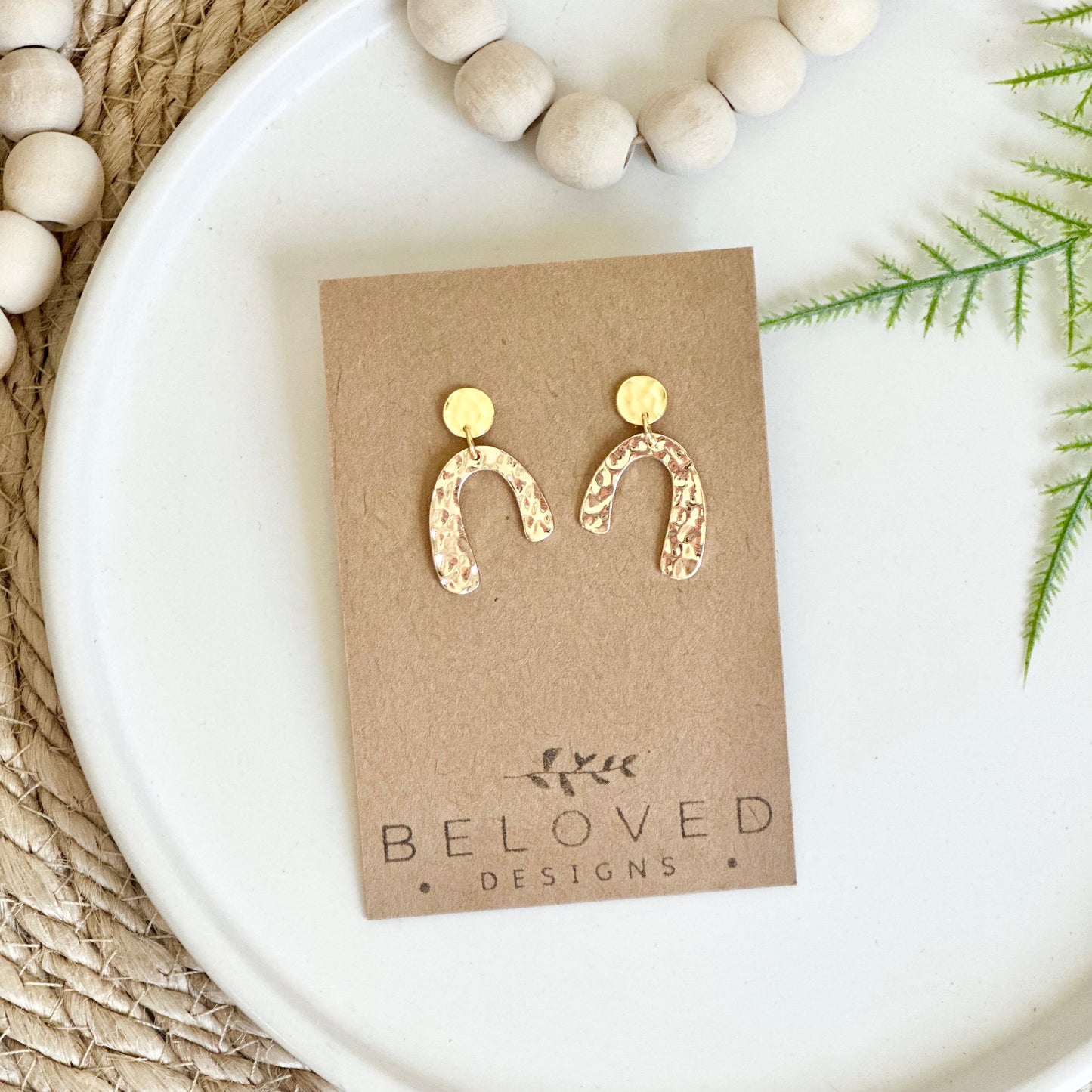 Hammered Gold Plated Stud Earrings