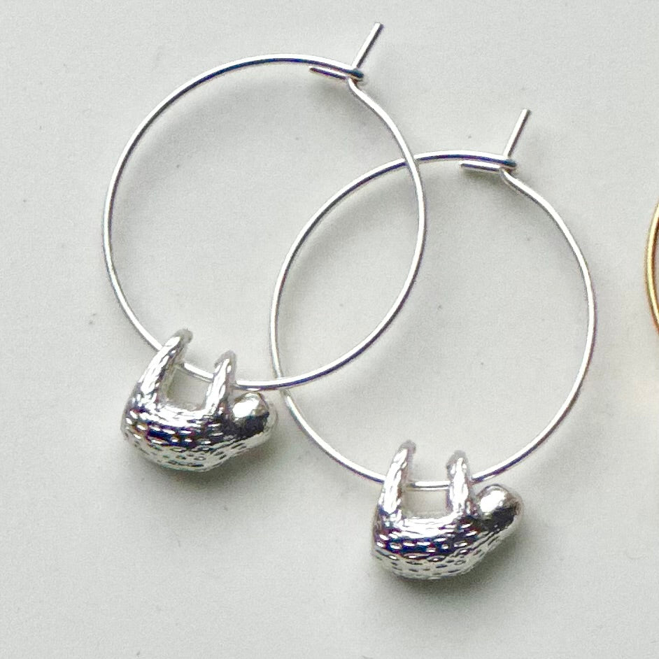 Hanging Sloth Hoop Earrings