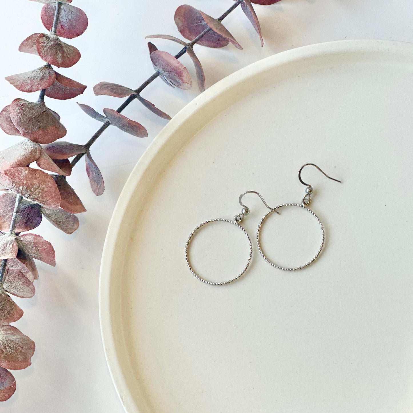 Twisted Silver Plated Hoop Earrings