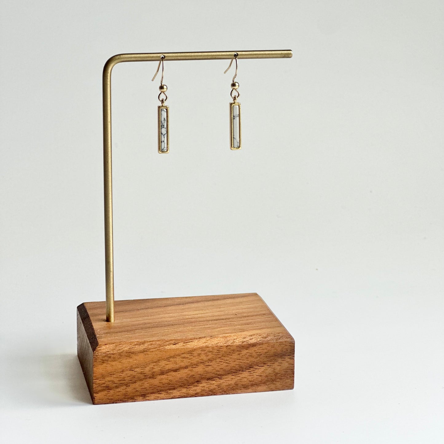 Gold Howlite Bar Earrings