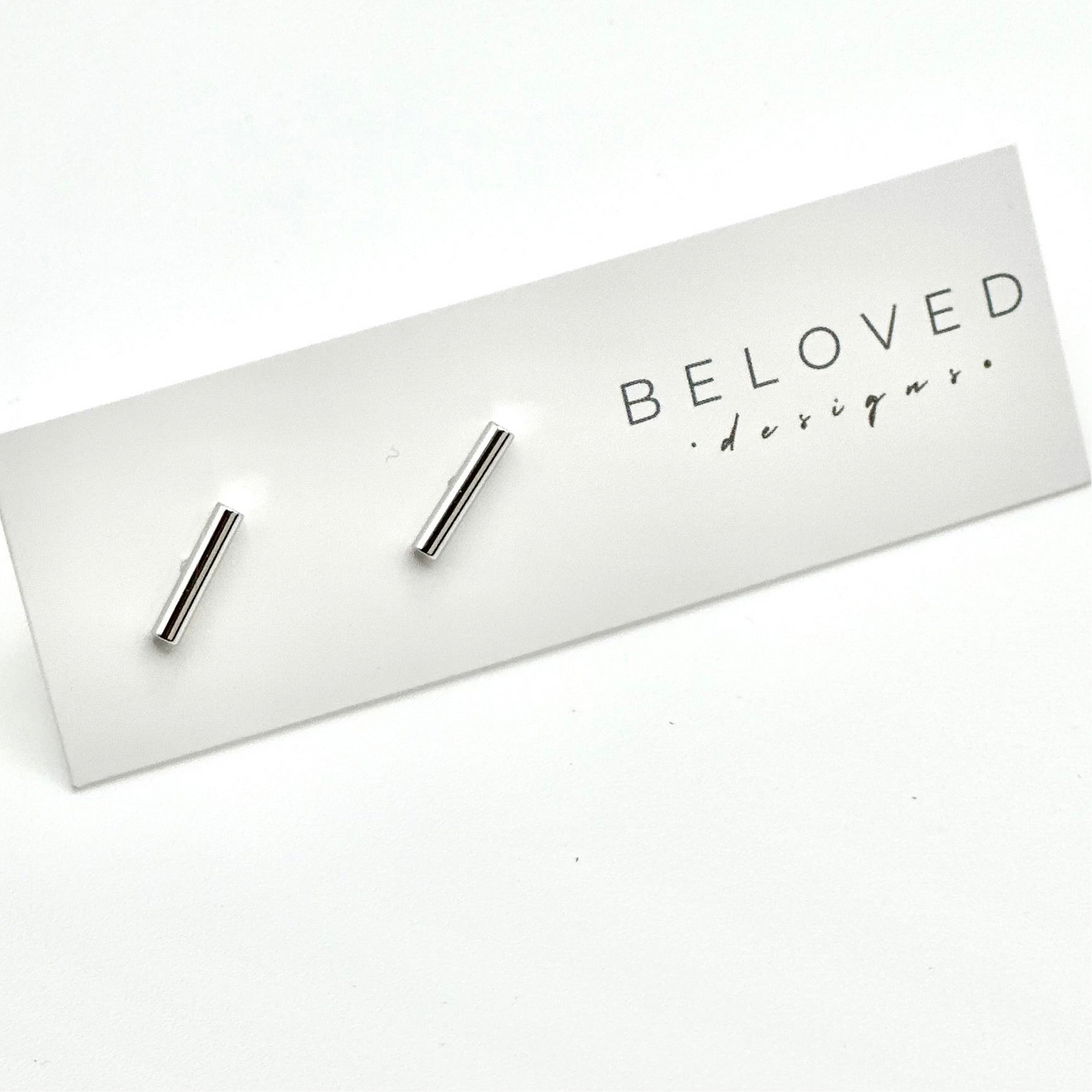 Bar Stud Earrings | Rhodium
