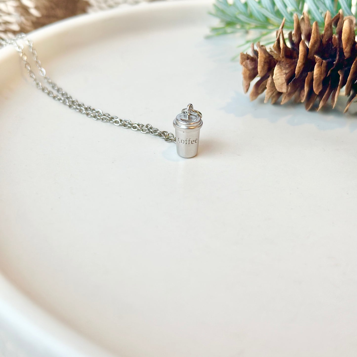 Silver Coffee Cup Necklace