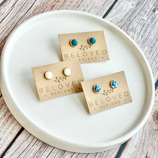 Teal Leather Stud Collection - 8mm