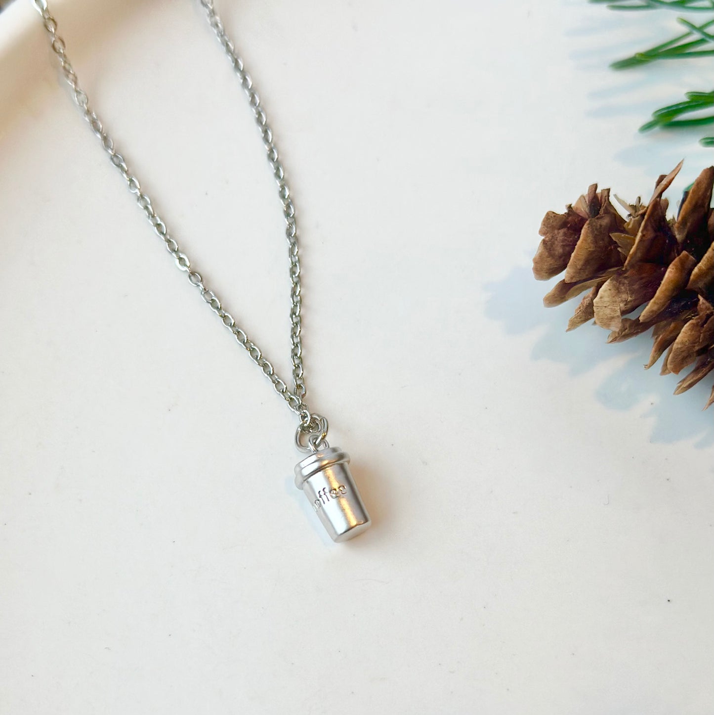 Silver Coffee Cup Necklace